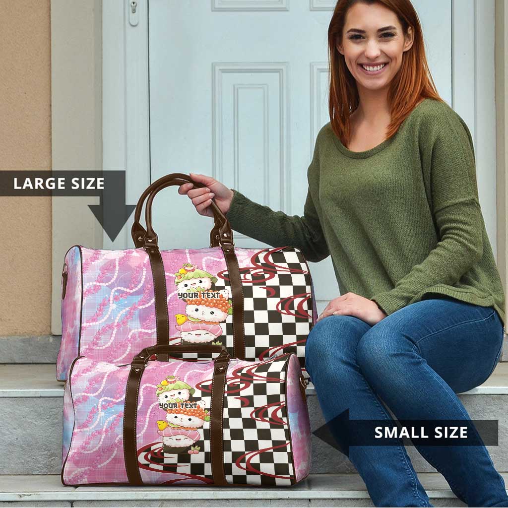 Personalized Japanese Kawaii Sushi Roll Travel Bag Wagara Palaka Pattern LT9 - Polynesian Pride