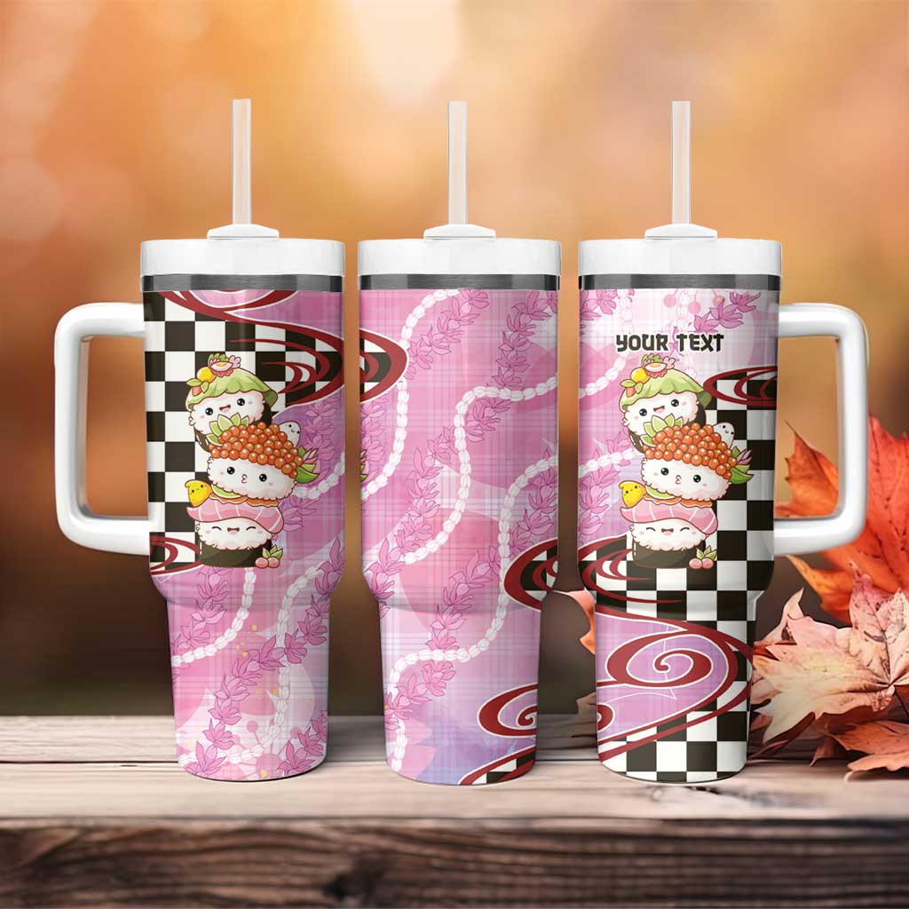 Personalized Japanese Kawaii Sushi Roll Tumbler With Handle Wagara Palaka Pattern LT9 - Polynesian Pride