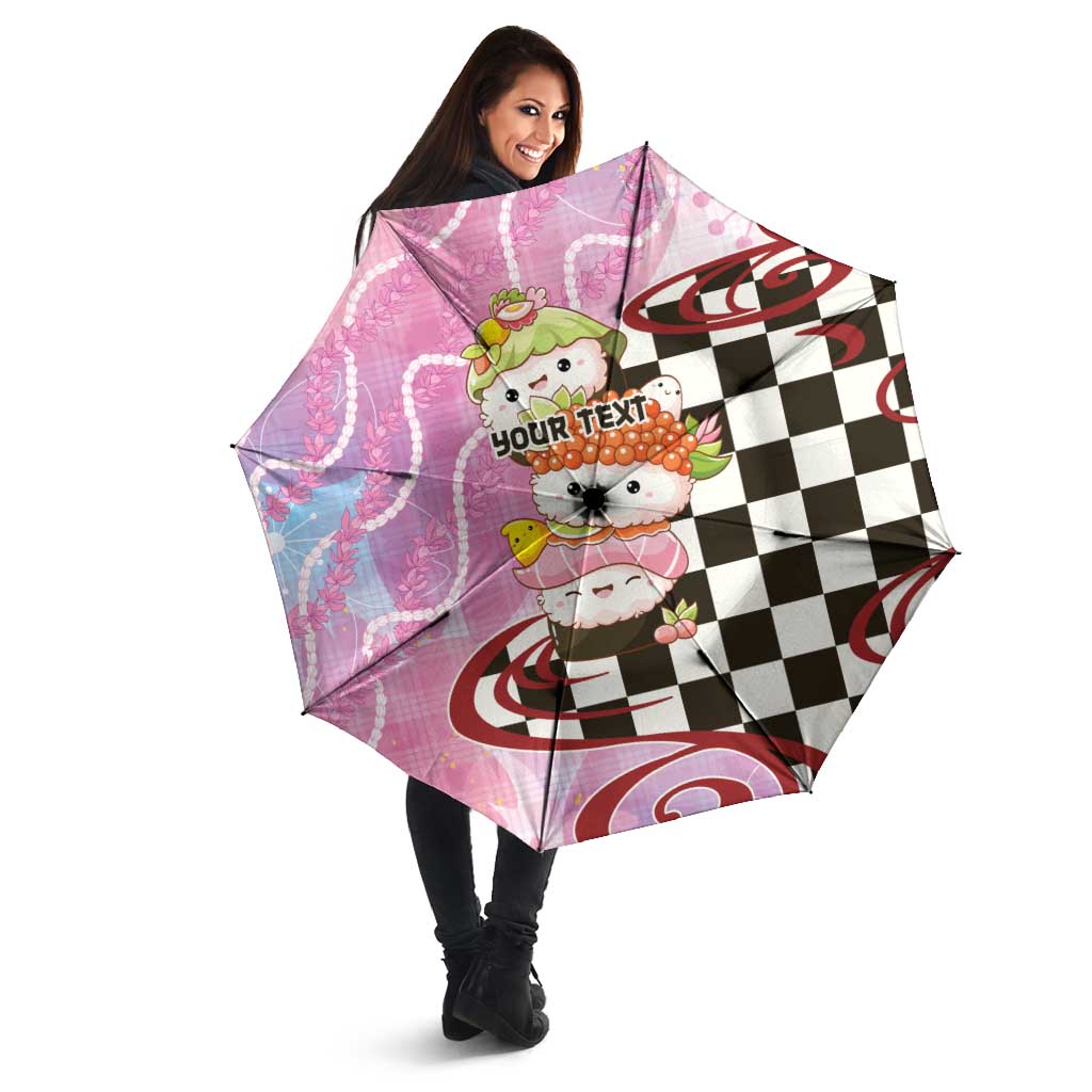 Personalized Japanese Kawaii Sushi Roll Umbrella Wagara Palaka Pattern LT9 - Polynesian Pride