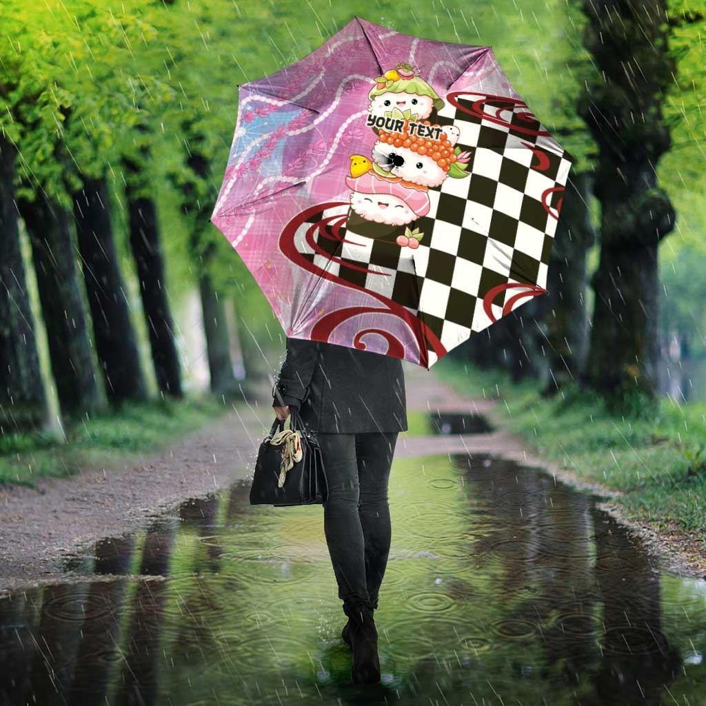 Personalized Japanese Kawaii Sushi Roll Umbrella Wagara Palaka Pattern LT9 - Polynesian Pride