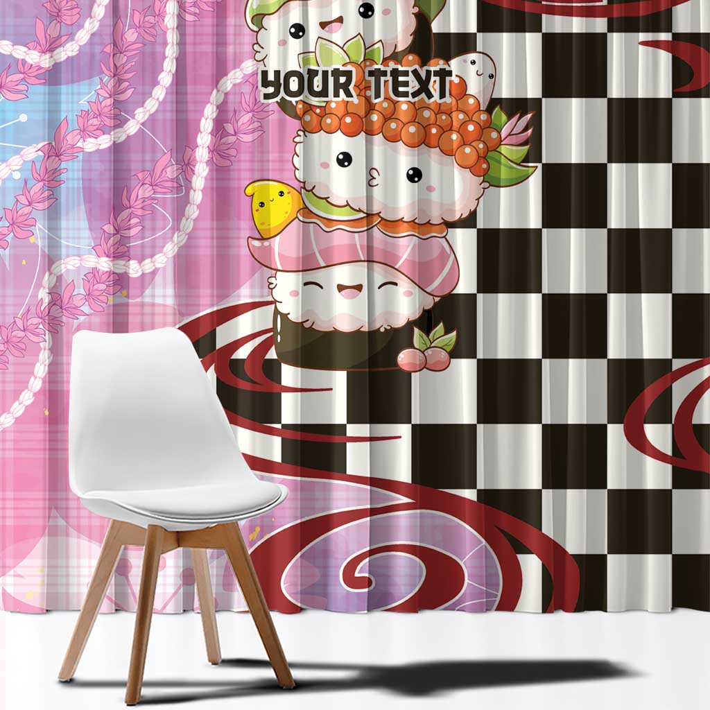 Personalized Japanese Kawaii Sushi Roll Window Curtain Wagara Palaka Pattern LT9 - Polynesian Pride