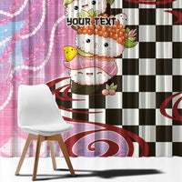 Personalized Japanese Kawaii Sushi Roll Window Curtain Wagara Palaka Pattern LT9 - Polynesian Pride