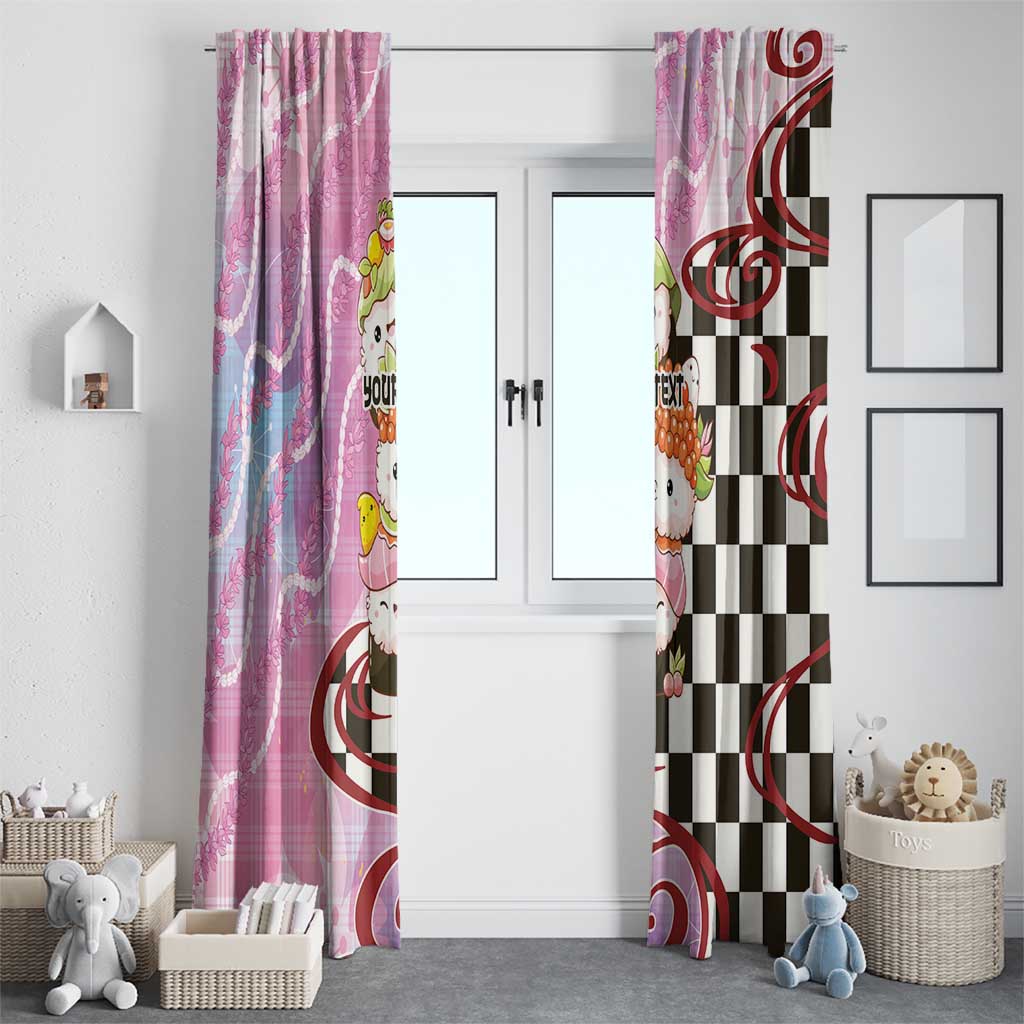 Personalized Japanese Kawaii Sushi Roll Window Curtain Wagara Palaka Pattern LT9 - Polynesian Pride