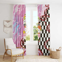 Personalized Japanese Kawaii Sushi Roll Window Curtain Wagara Palaka Pattern LT9 - Polynesian Pride