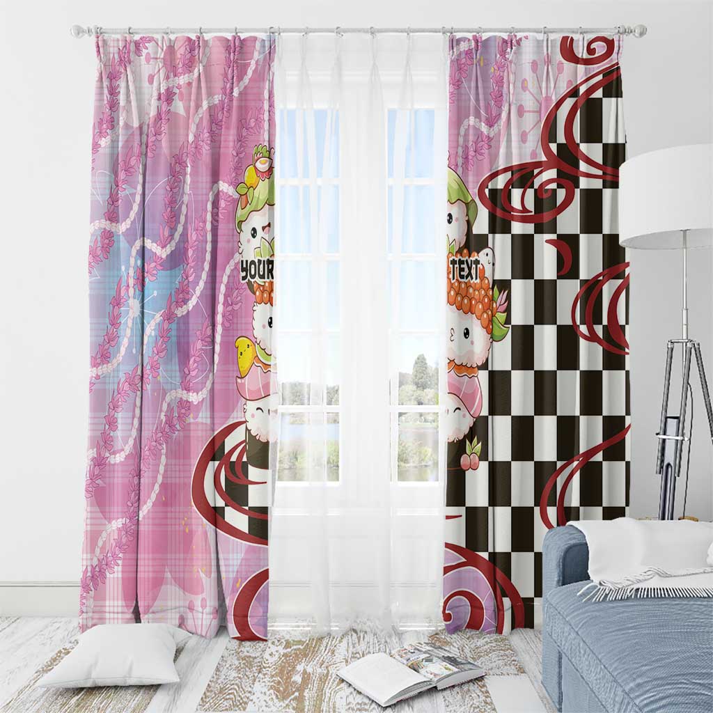 Personalized Japanese Kawaii Sushi Roll Window Curtain Wagara Palaka Pattern LT9 - Polynesian Pride