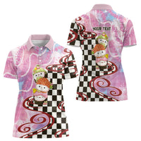 Personalized Japanese Kawaii Sushi Roll Women Polo Shirt Wagara Palaka Pattern LT9 - Polynesian Pride