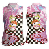 Personalized Japanese Kawaii Sushi Roll Women Sleeveless Polo Shirt Wagara Palaka Pattern LT9 - Polynesian Pride