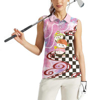 Personalized Japanese Kawaii Sushi Roll Women Sleeveless Polo Shirt Wagara Palaka Pattern LT9 - Polynesian Pride