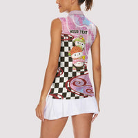 Personalized Japanese Kawaii Sushi Roll Women Sleeveless Polo Shirt Wagara Palaka Pattern LT9 - Polynesian Pride