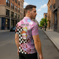 Personalized Japanese Kawaii Sushi Roll Zipper Polo Shirt Wagara Palaka Pattern LT9 - Polynesian Pride