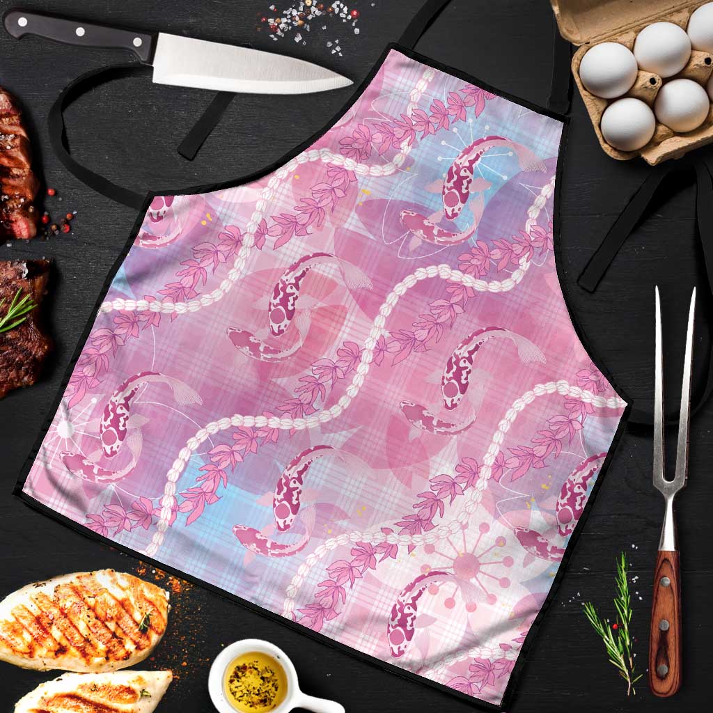 Japanese Koi Fish Apron Pink Wagara Palaka Honohono Pikake Lei LT9 Pink - Polynesian Pride
