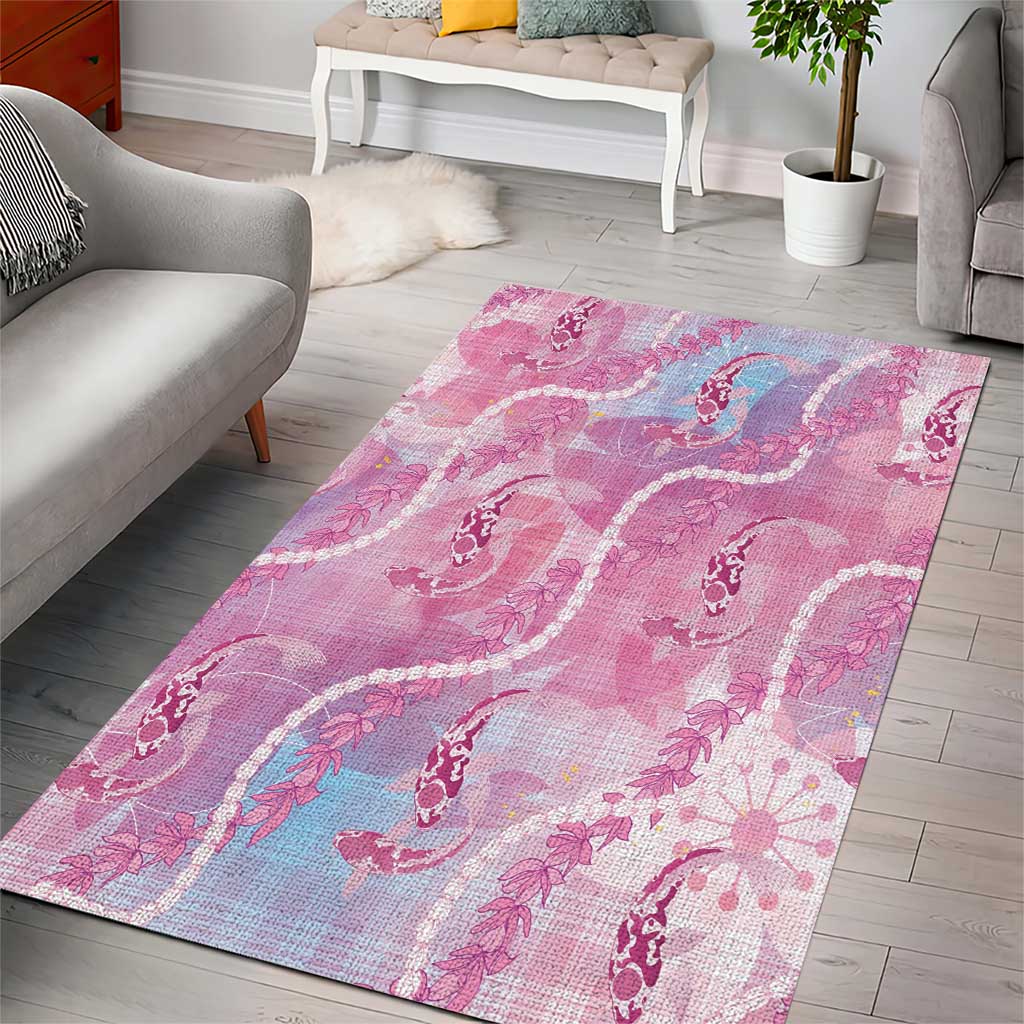 Japanese Koi Fish Area Rug Pink Wagara Palaka Honohono Pikake Lei LT9 - Polynesian Pride