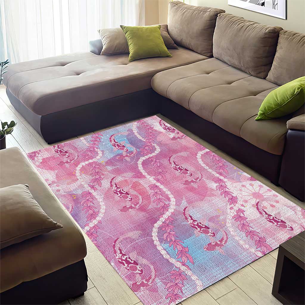 Japanese Koi Fish Area Rug Pink Wagara Palaka Honohono Pikake Lei LT9 - Polynesian Pride
