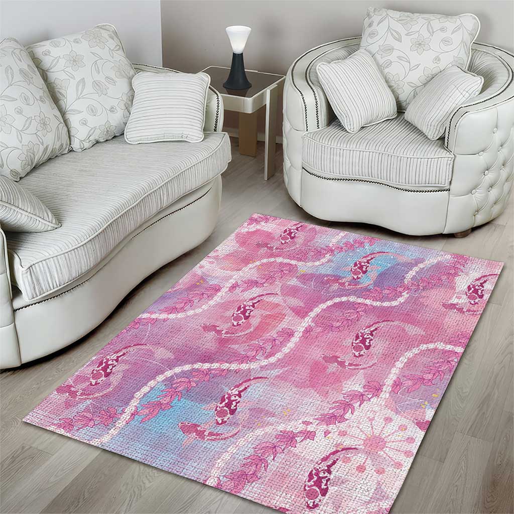 Japanese Koi Fish Area Rug Pink Wagara Palaka Honohono Pikake Lei LT9 - Polynesian Pride