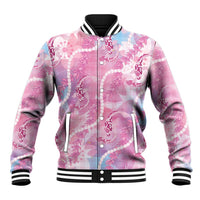 Japanese Koi Fish Baseball Jacket Pink Wagara Palaka Honohono Pikake Lei LT9 Unisex Pink - Polynesian Pride