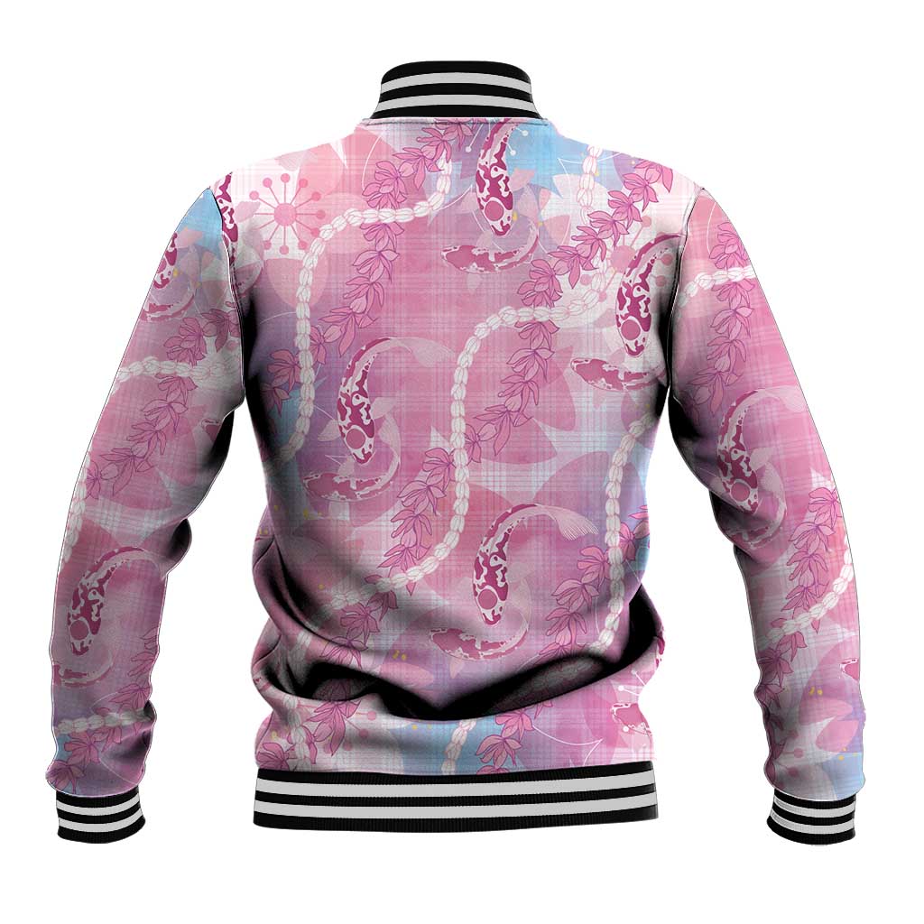 Japanese Koi Fish Baseball Jacket Pink Wagara Palaka Honohono Pikake Lei LT9 - Polynesian Pride