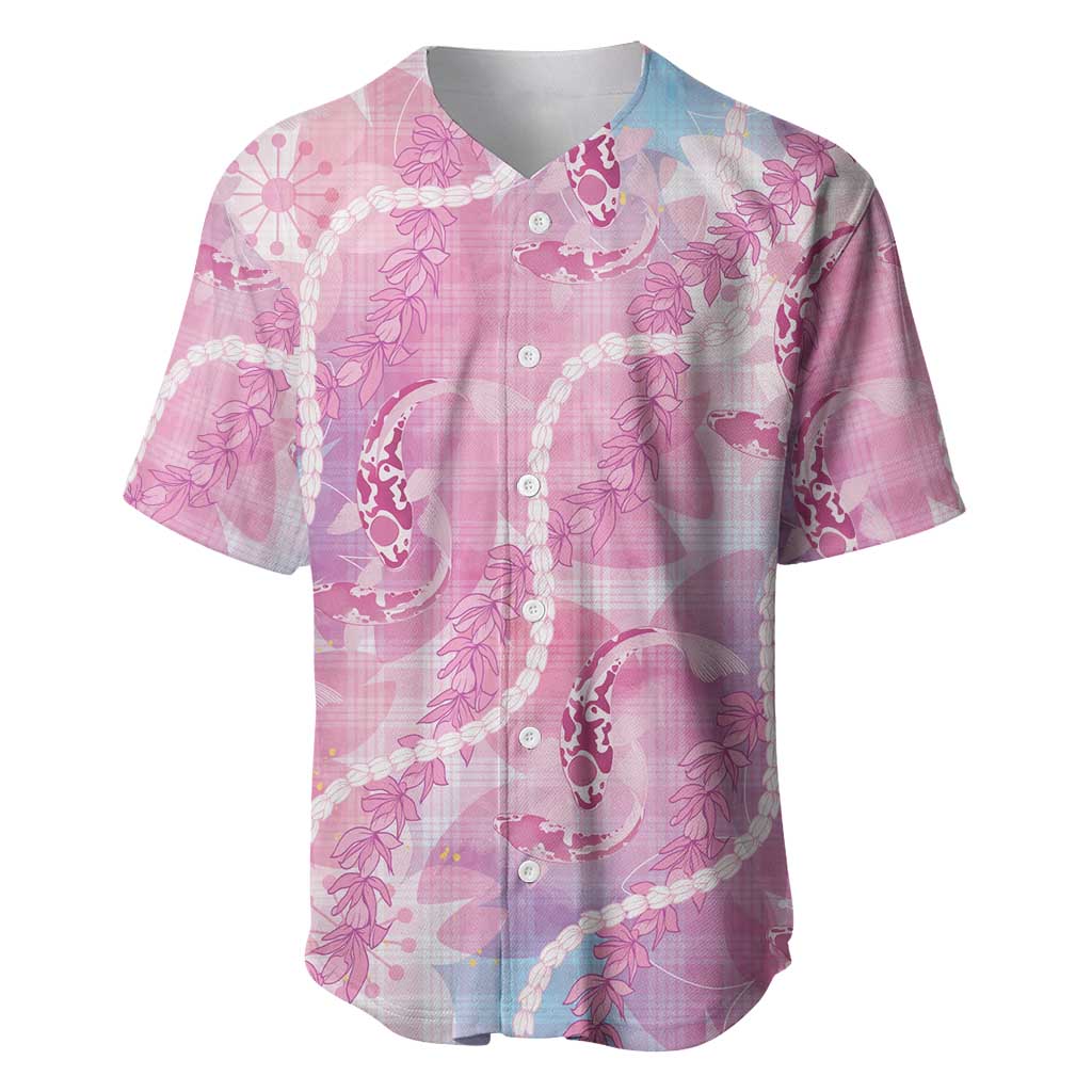 Japanese Koi Fish Baseball Jersey Pink Wagara Palaka Honohono Pikake Lei LT9 Pink - Polynesian Pride