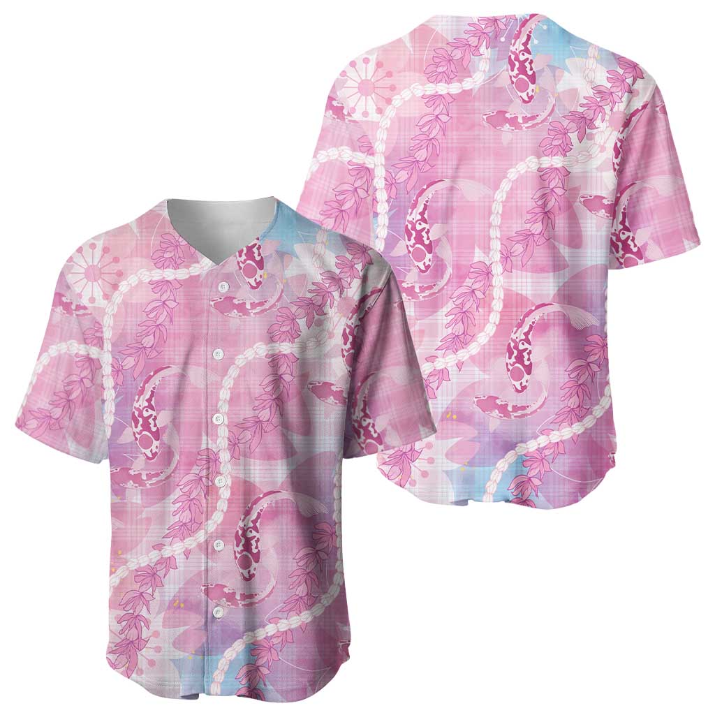 Japanese Koi Fish Baseball Jersey Pink Wagara Palaka Honohono Pikake Lei LT9 - Polynesian Pride