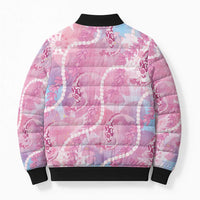 Japanese Koi Fish Bomber Puffer Jacket Pink Wagara Palaka Honohono Pikake Lei