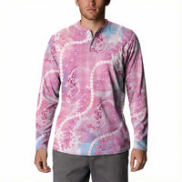 Japanese Koi Fish Button Sweatshirt Pink Wagara Palaka Honohono Pikake Lei LT9 - Polynesian Pride