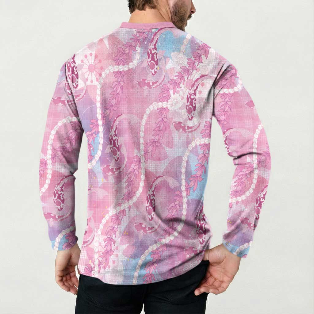 Japanese Koi Fish Button Sweatshirt Pink Wagara Palaka Honohono Pikake Lei LT9 - Polynesian Pride