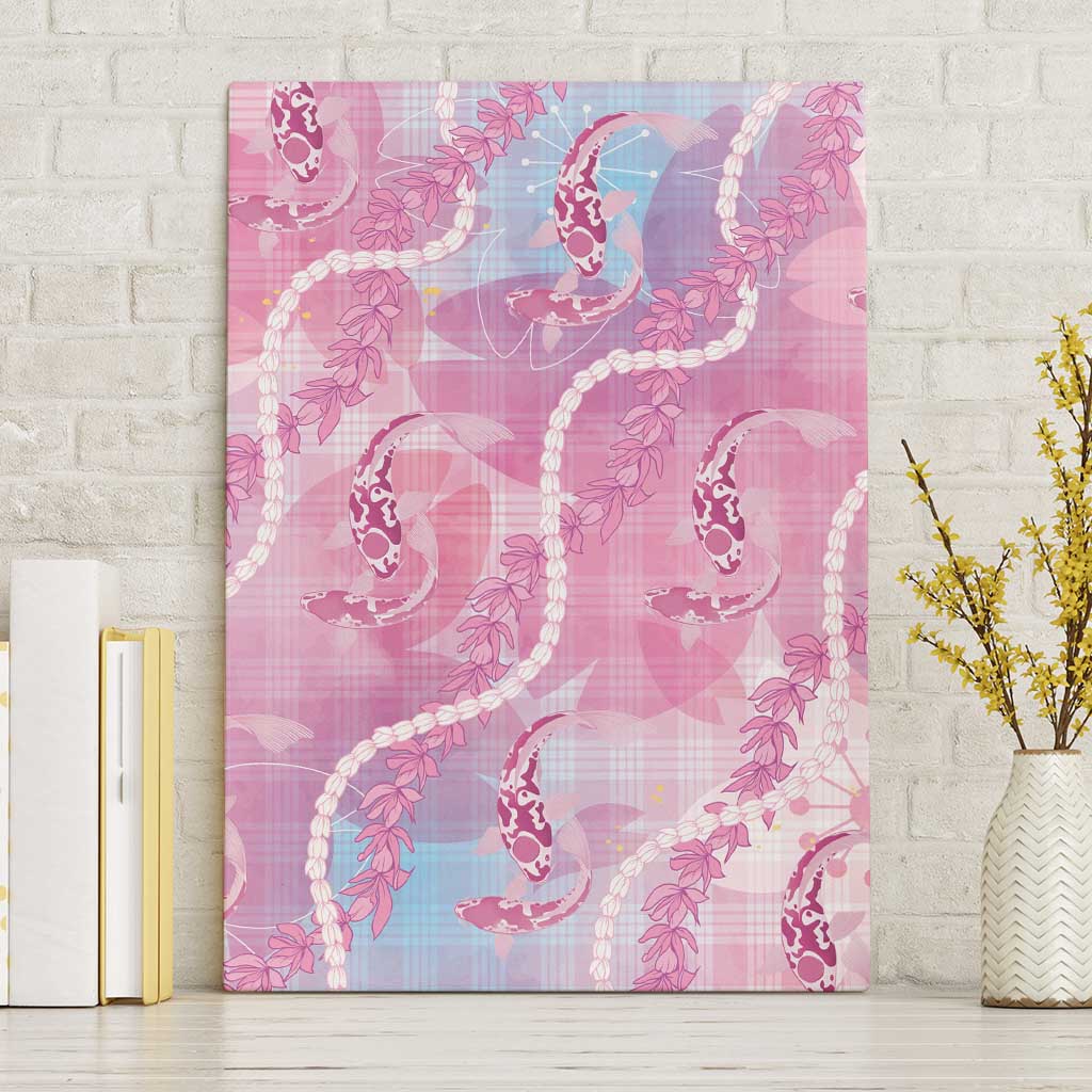 Japanese Koi Fish Canvas Wall Art Pink Wagara Palaka Honohono Pikake Lei LT9 Without Frame Pink - Polynesian Pride