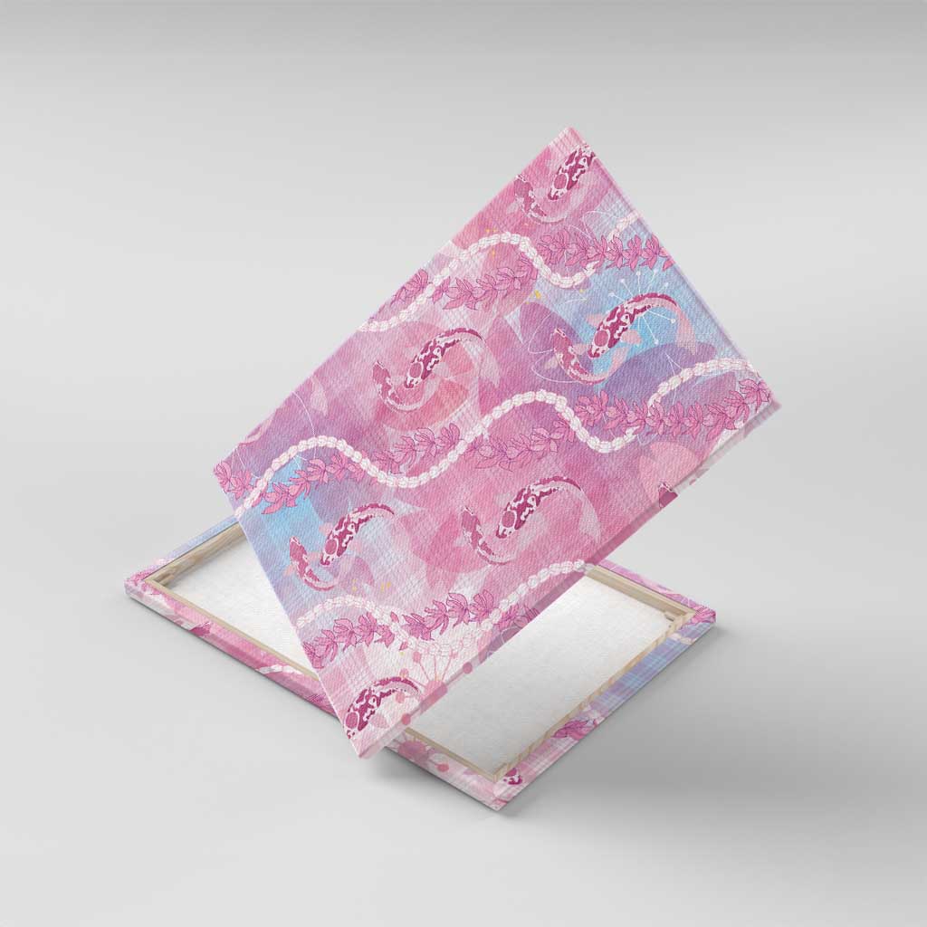 Japanese Koi Fish Canvas Wall Art Pink Wagara Palaka Honohono Pikake Lei LT9 With Frame Pink - Polynesian Pride