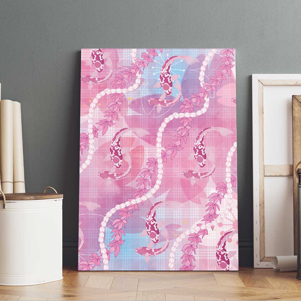 Japanese Koi Fish Canvas Wall Art Pink Wagara Palaka Honohono Pikake Lei LT9 - Polynesian Pride