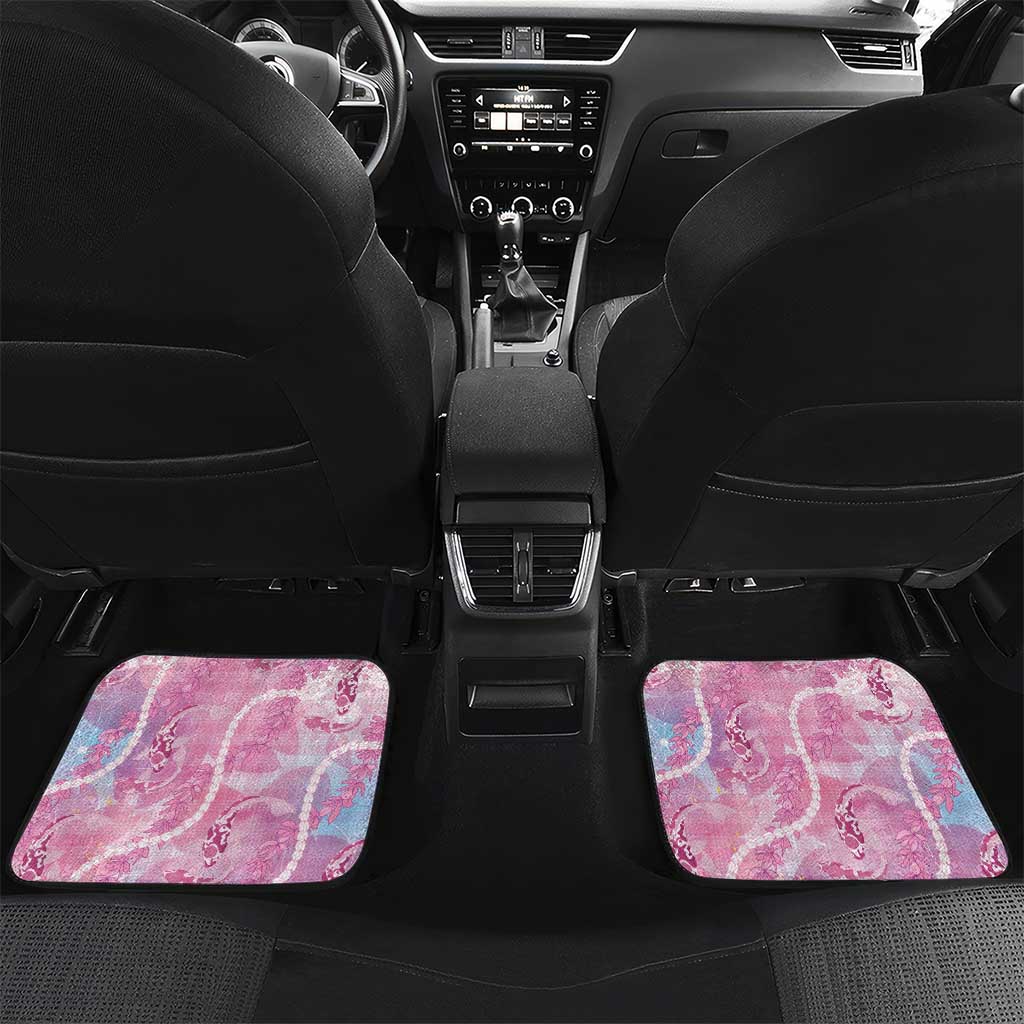 Japanese Koi Fish Car Mats Pink Wagara Palaka Honohono Pikake Lei LT9 Set 2pcs - Back Pink - Polynesian Pride