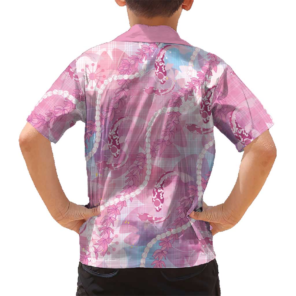 Japanese Koi Fish Family Matching Off Shoulder Maxi Dress and Hawaiian Shirt Pink Wagara Palaka Honohono Pikake Lei