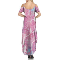 Japanese Koi Fish Family Matching Summer Maxi Dress and Hawaiian Shirt Pink Wagara Palaka Honohono Pikake Lei