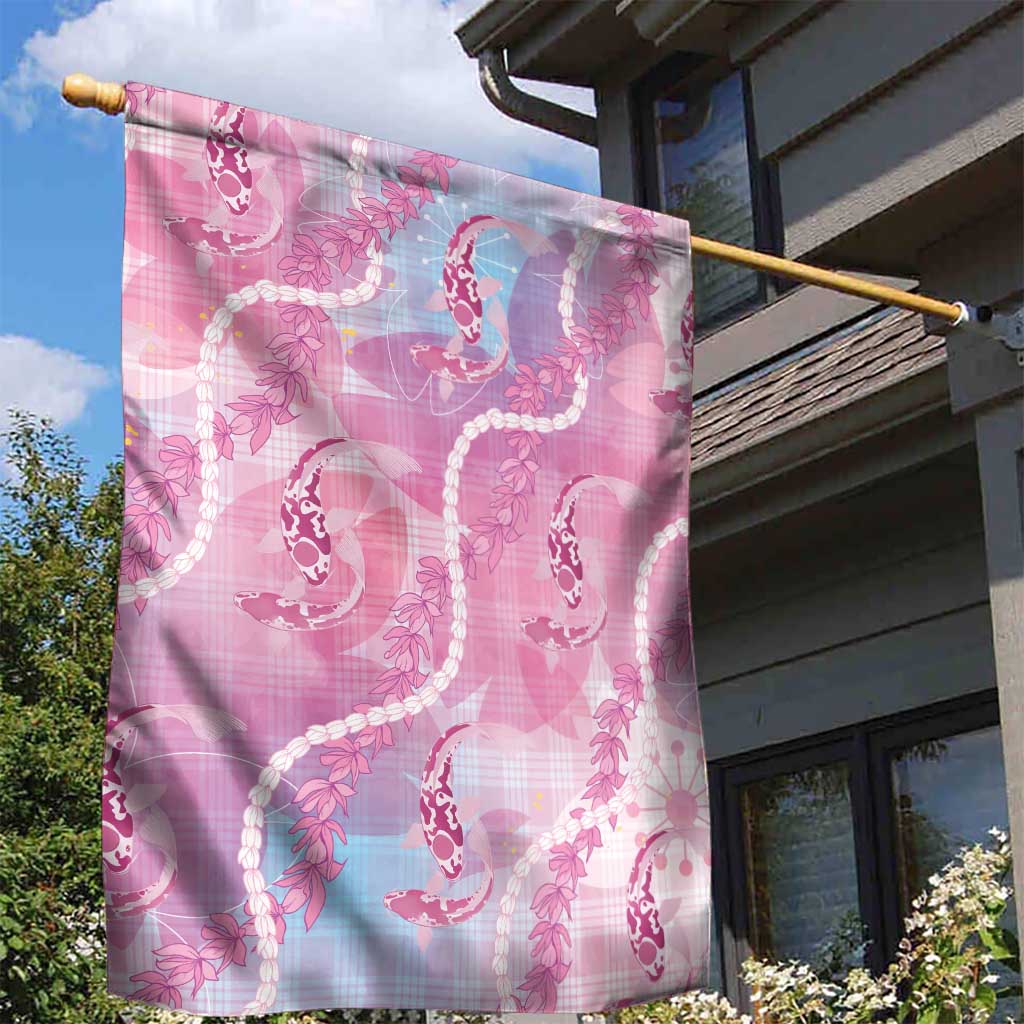 Japanese Koi Fish Garden Flag Pink Wagara Palaka Honohono Pikake Lei LT9 - Polynesian Pride