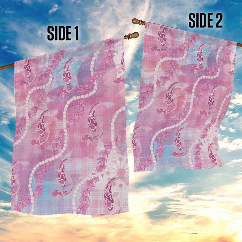 Japanese Koi Fish Garden Flag Pink Wagara Palaka Honohono Pikake Lei LT9 - Polynesian Pride