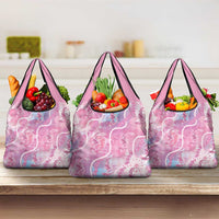 Japanese Koi Fish Grocery Bag Pink Wagara Palaka Honohono Pikake Lei LT9 3-pack One Size Pink - Polynesian Pride