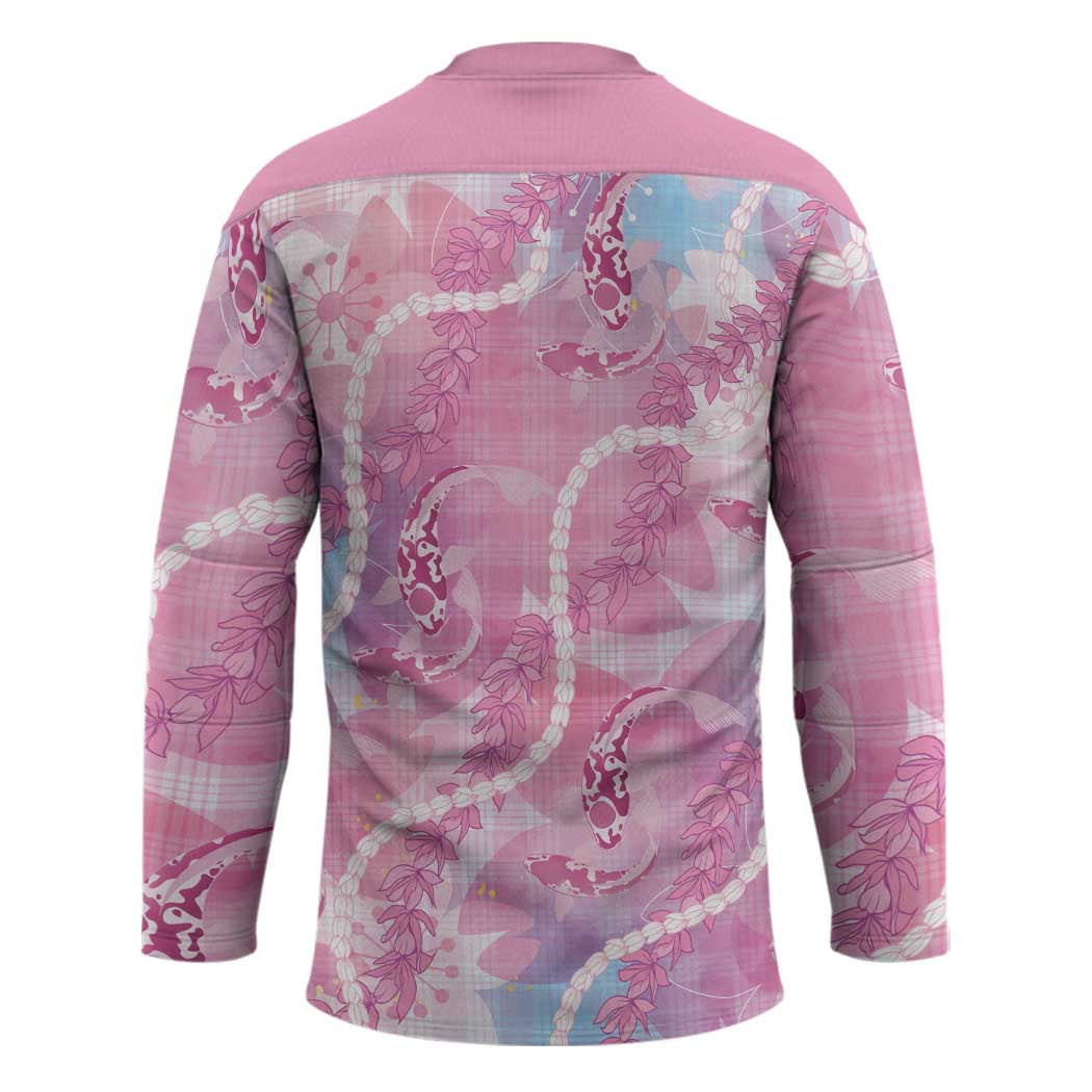 Japanese Koi Fish Hockey Jersey Pink Wagara Palaka Honohono Pikake Lei LT9 - Polynesian Pride