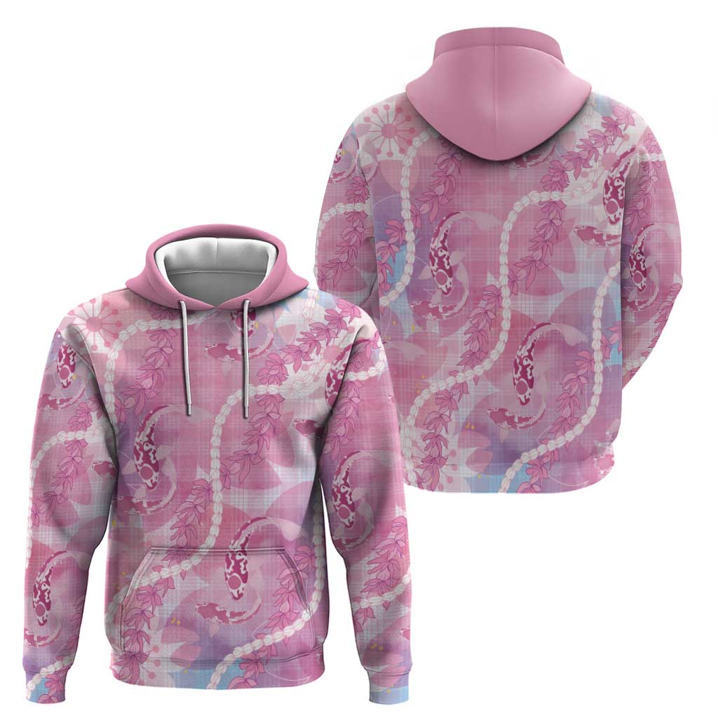 Japanese Koi Fish Hoodie Pink Wagara Palaka Honohono Pikake Lei LT9 - Polynesian Pride