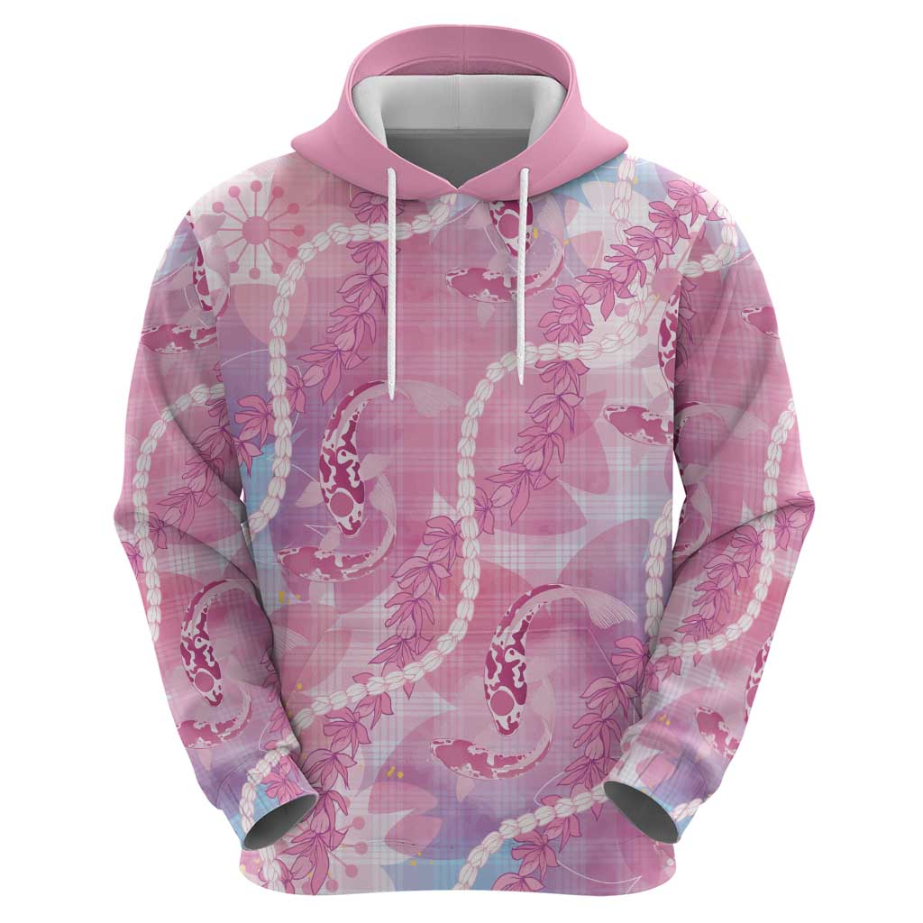 Japanese Koi Fish Hoodie Pink Wagara Palaka Honohono Pikake Lei LT9 - Polynesian Pride