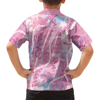 Japanese Koi Fish Kid Hawaiian Shirt Pink Wagara Palaka Honohono Pikake Lei LT9 - Polynesian Pride