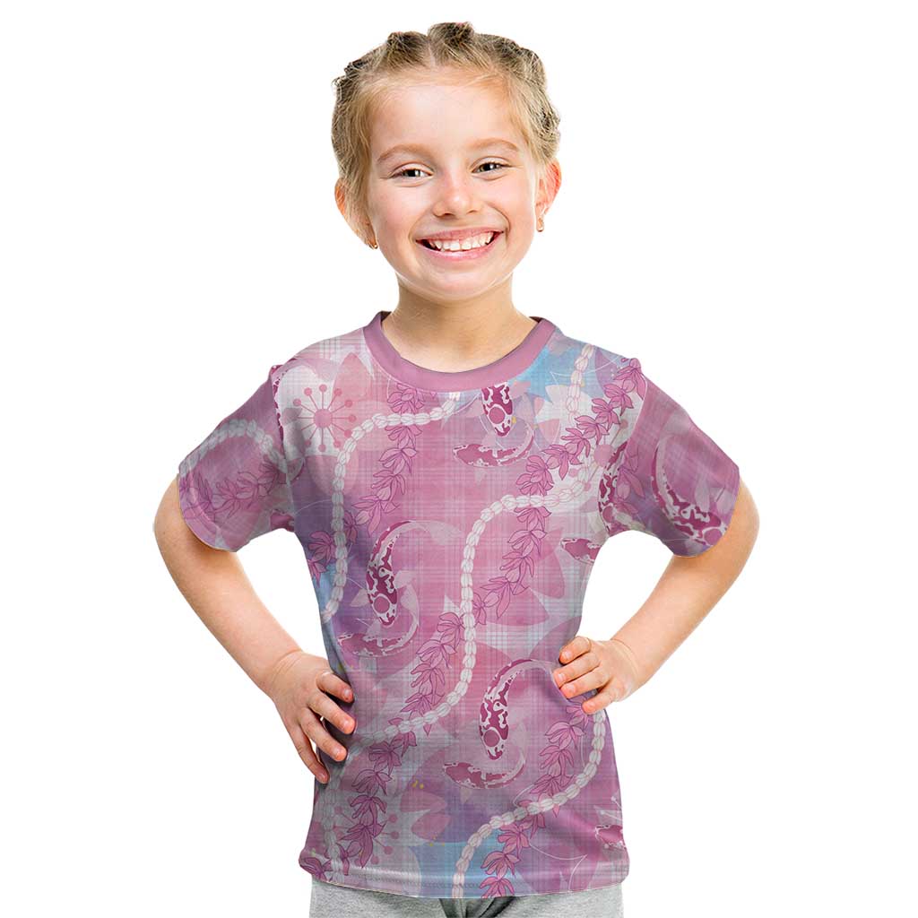 Japanese Koi Fish Kid T Shirt Pink Wagara Palaka Honohono Pikake Lei LT9 Pink - Polynesian Pride
