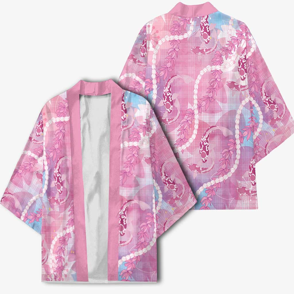 Japanese Koi Fish Kimono Pink Wagara Palaka Honohono Pikake Lei LT9 - Polynesian Pride
