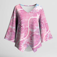 Japanese Koi Fish Kimono Sleeve Blouse Pink Wagara Palaka Honohono Pikake Lei LT9 Female Pink - Polynesian Pride