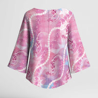 Japanese Koi Fish Kimono Sleeve Blouse Pink Wagara Palaka Honohono Pikake Lei LT9 - Polynesian Pride