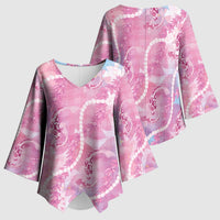 Japanese Koi Fish Kimono Sleeve Blouse Pink Wagara Palaka Honohono Pikake Lei LT9 - Polynesian Pride