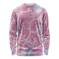 Japanese Koi Fish Long Sleeve Shirt Pink Wagara Palaka Honohono Pikake Lei