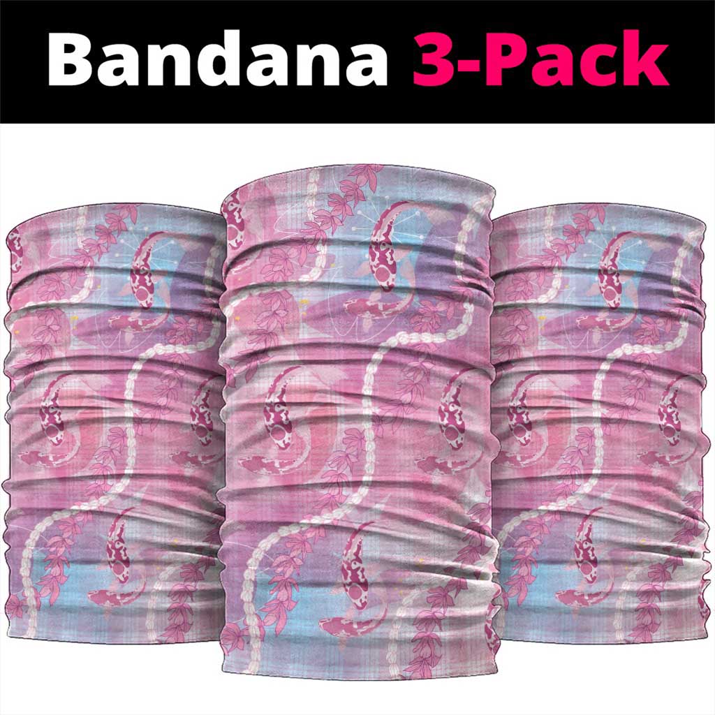 Japanese Koi Fish Neck Gaiter Pink Wagara Palaka Honohono Pikake Lei LT9 package One Size: 25*50cm Pink - Polynesian Pride