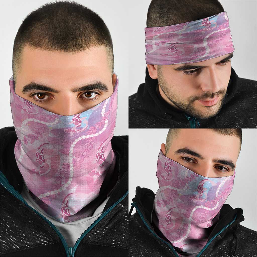 Japanese Koi Fish Neck Gaiter Pink Wagara Palaka Honohono Pikake Lei LT9 - Polynesian Pride