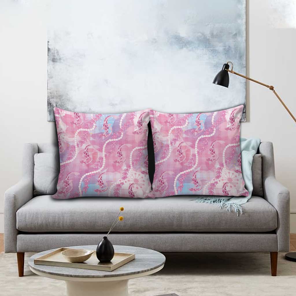Japanese Koi Fish Pillow Cover Pink Wagara Palaka Honohono Pikake Lei LT9 - Polynesian Pride