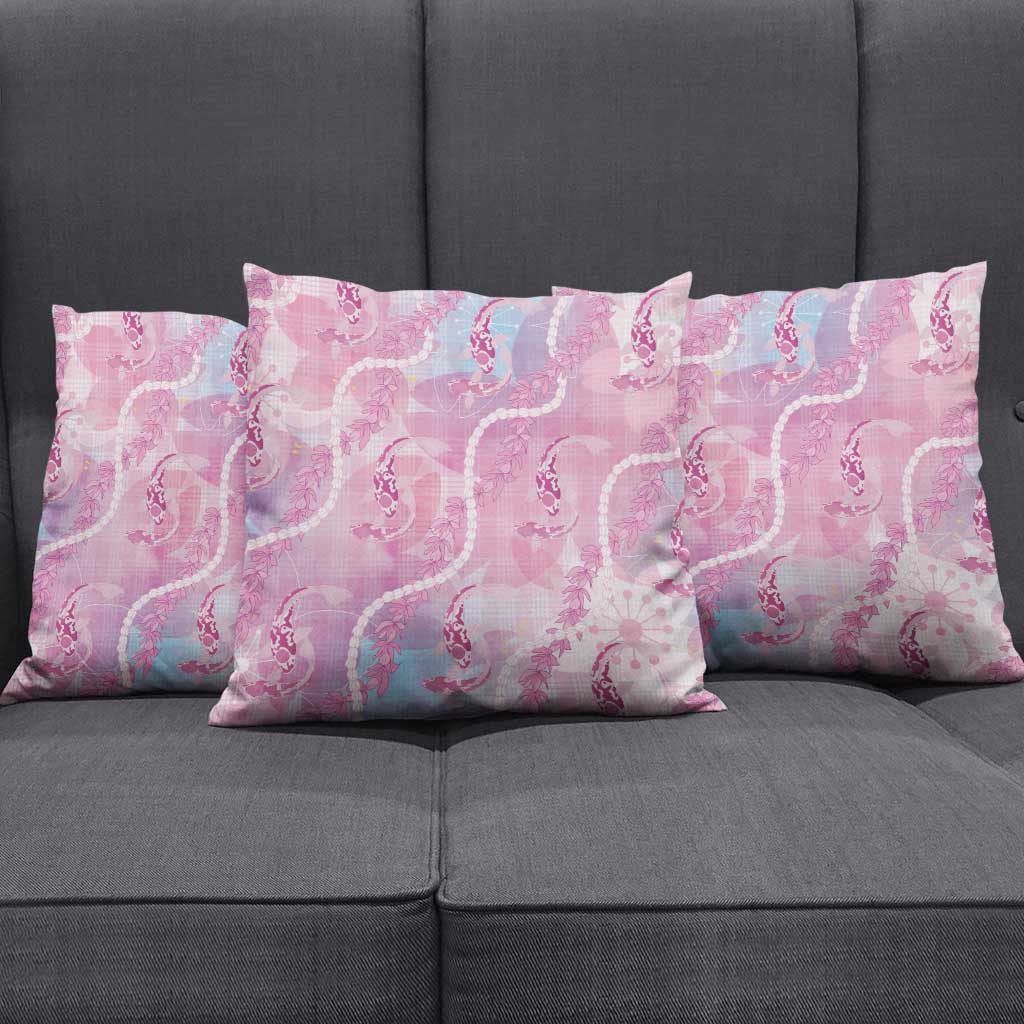 Japanese Koi Fish Pillow Cover Pink Wagara Palaka Honohono Pikake Lei LT9 - Polynesian Pride