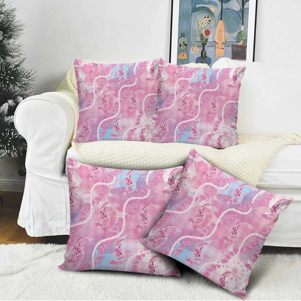 Japanese Koi Fish Pillow Cover Pink Wagara Palaka Honohono Pikake Lei LT9 - Polynesian Pride