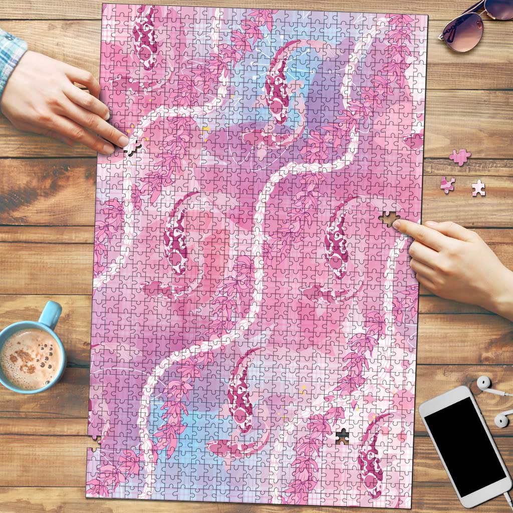 Japanese Koi Fish Puzzle Pink Wagara Palaka Honohono Pikake Lei LT9 Pink - Polynesian Pride